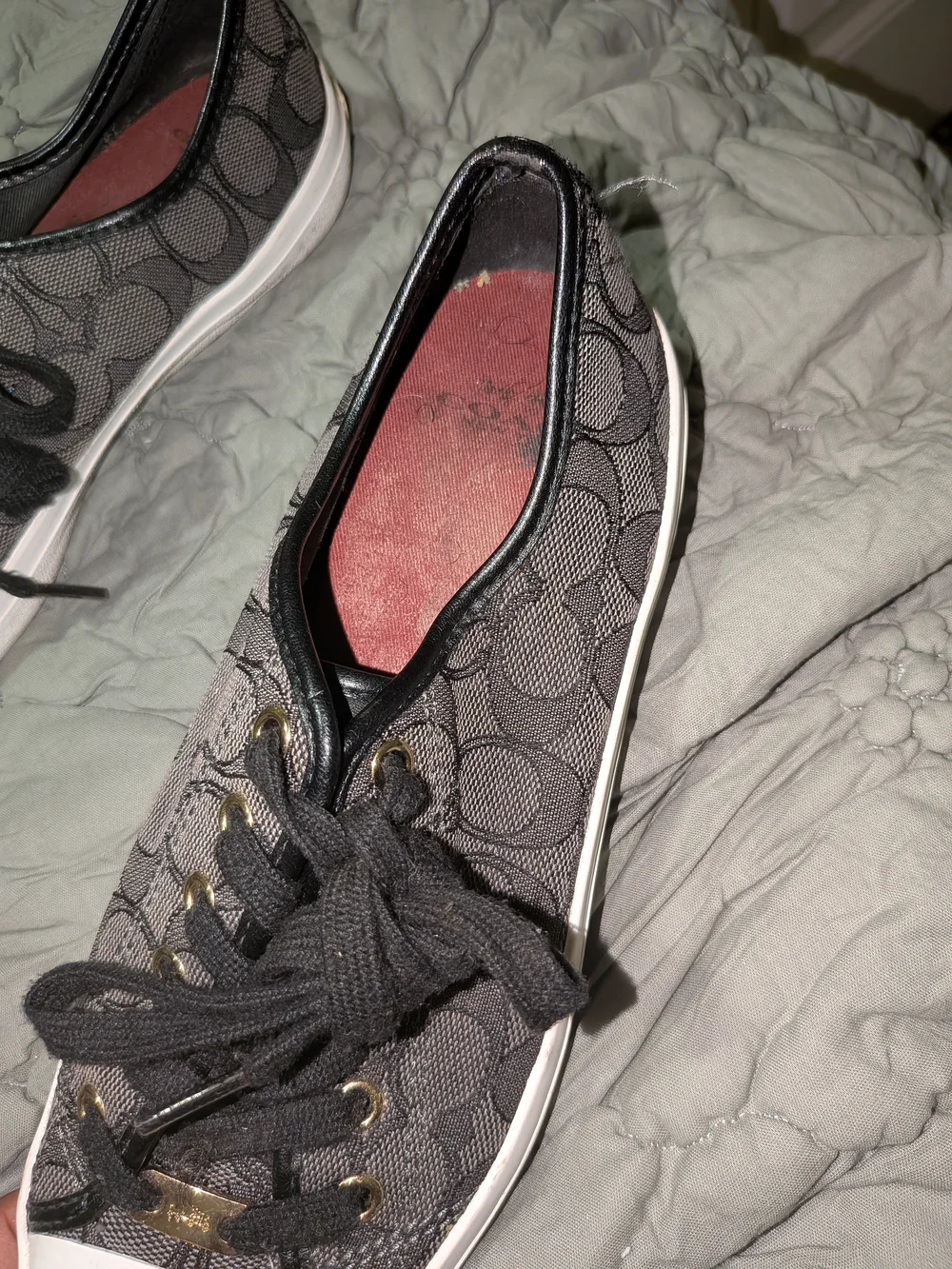 Coach Women's Black Signature Logo Lace-Up Sneakers